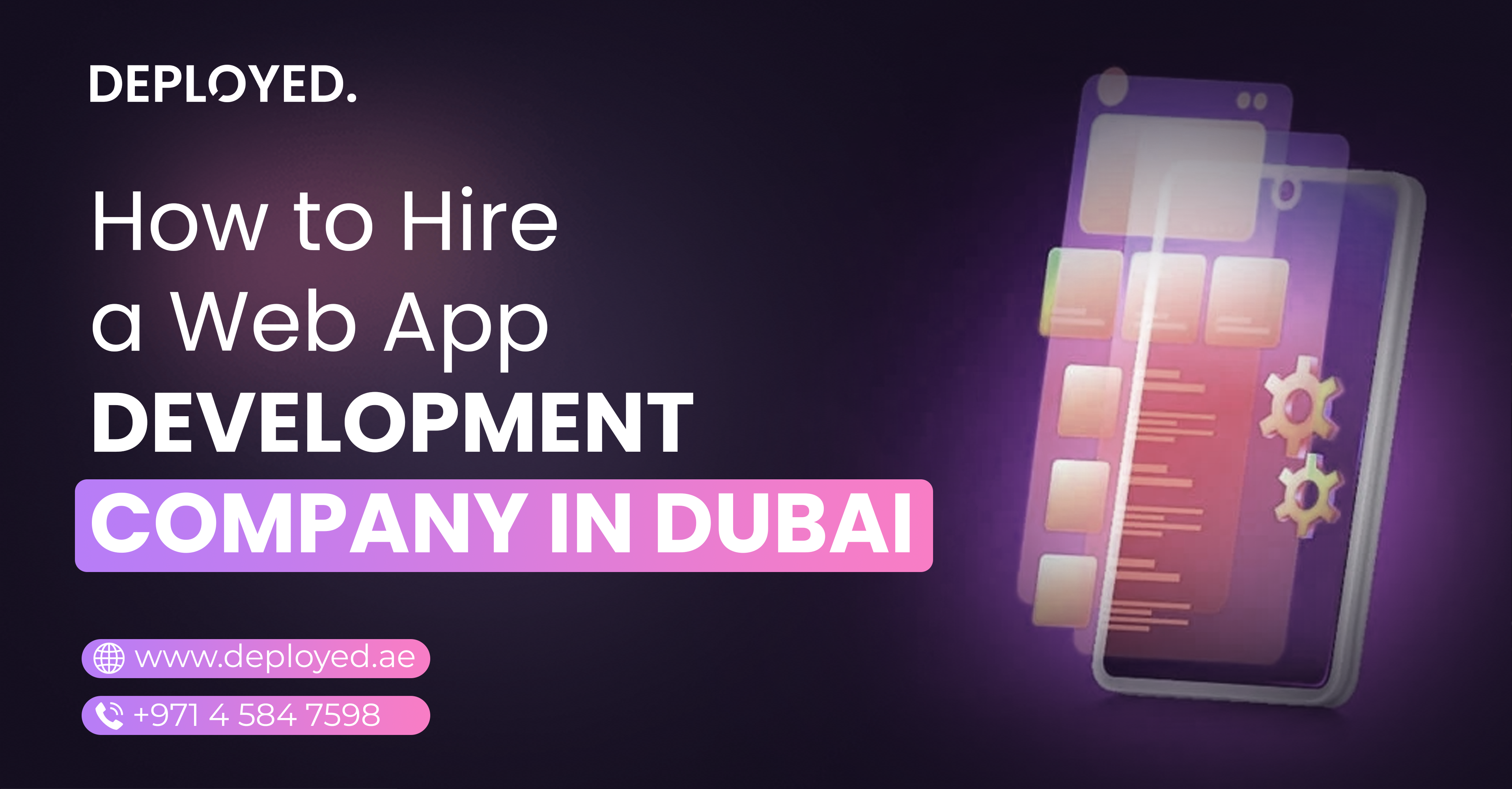 Downtown Dubai skyline with abstract technology overlay representing web app development